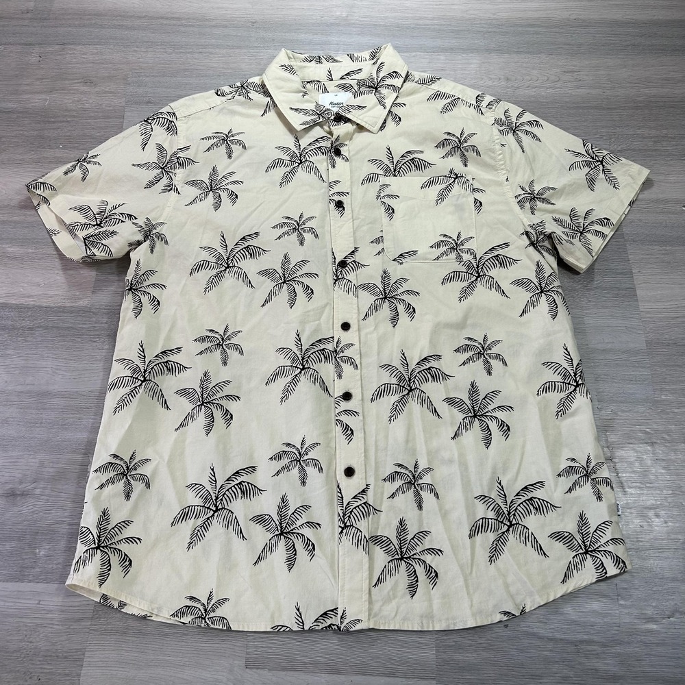 Katin Shirt Mens Large‎ White Palm Tree Short Sleeve Button Up Tropical Casual